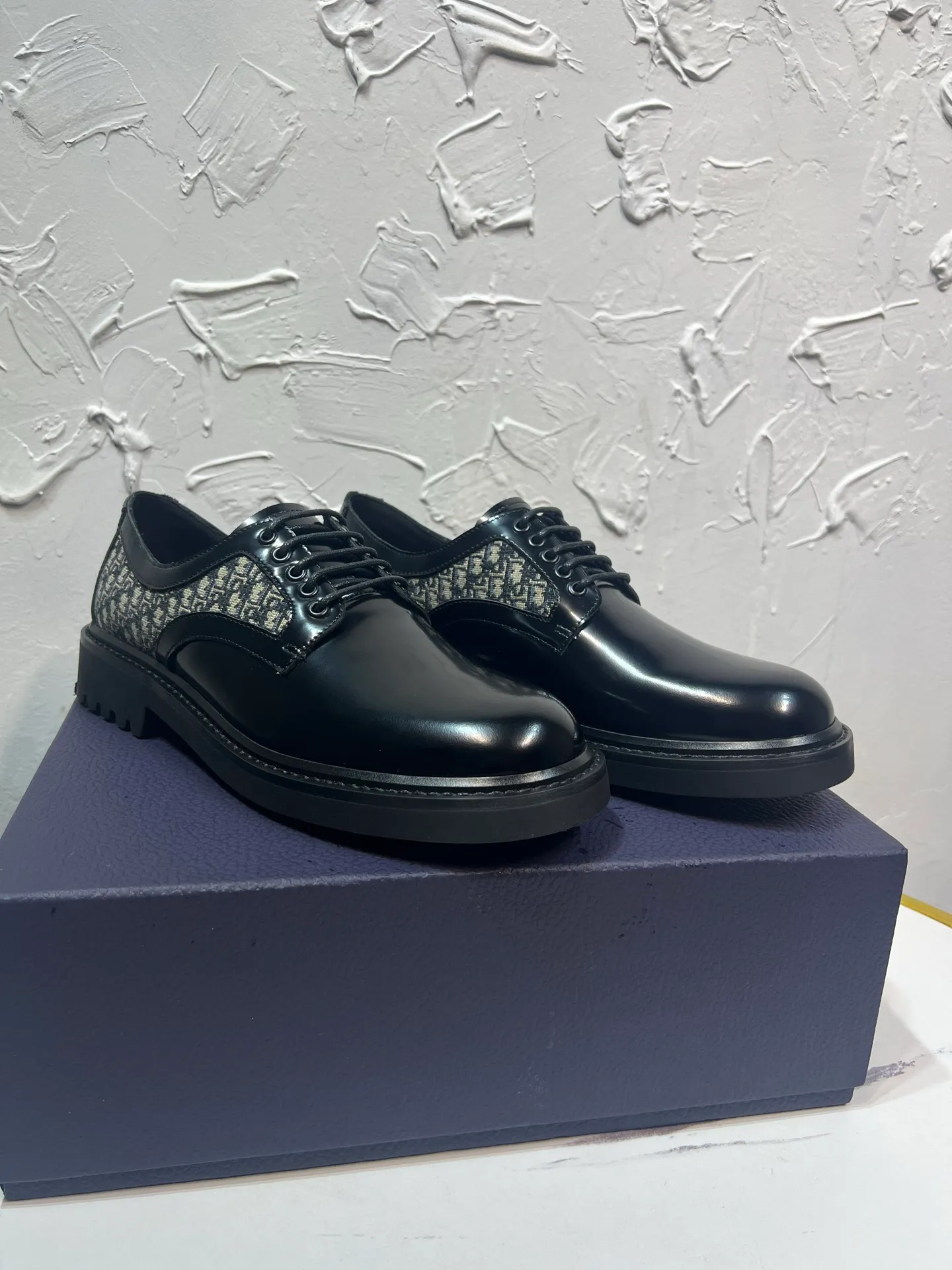 Men's shoes 💰780💰 🔥🔥🔥3990 The latest Dior/Dior men's logo leather shoes, lace-up GRANVILLE moccasin loafers, original version developed one to one, imported cowhide open edge beads on the surface, cowhide lining, complete packaging code number 39-46
